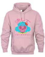 anime monkey head hoodie light pink
