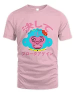 anime monkey head tshirt light pink
