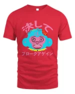 anime monkey head tshirt red