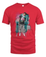 young boy lit tshirt red