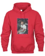 young boy studio hoodie red